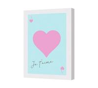Benjamin Tate Design Pastel Heart Canvas Art Print Je Taime Pink Heart On Light Blue Uk Handmade