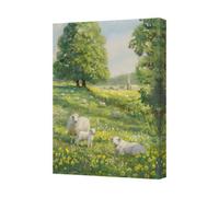 Benjamin Tate Design Pastoral Landscape Canvas Wall Art Sheep In Meadow Scene