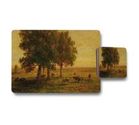 Benjamin Tate Design Pastoral Landscape Placemats And Coasters Set With Cows And Trees