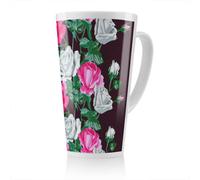 Benjamin Tate Design Pattern Of Pink And White Flowers Latte Mug, Stunning Designer Mug Fit For Any Home, Treat Yourself Or A Loved One
