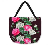 Benjamin Tate Design Pattern Of Pink & White Flowers Tote bat in Natural Benjamin Tate Design Natural