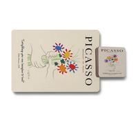Benjamin Tate Design Picasso Bouquet Of Peace Placemat And Coaster Set From The Bouquet Of Peace Collection On Wood Base Limited Edition