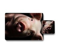 Benjamin Tate Design Pig Design Placemat And Coaster Set 12 Piece With Wood Bottom 11X8 Inches