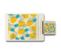 Benjamin Tate Design Pineapple Designer Placemats And Coasters Set With Wood Backing Limited Edition Collection