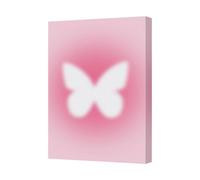 Benjamin Tate Design Pink Butterfly Canvas Art Print With White Silhouette Handmade In Uk