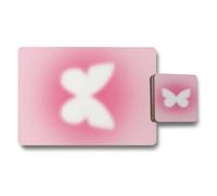 Benjamin Tate Design Pink Butterfly Coaster And Placemat Set With High Definition Print On Wood Luxury Designer Collection Limited Edition