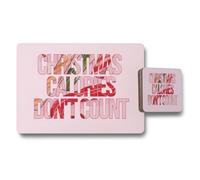Benjamin Tate Design Pink Christmas Calories Dont Count Placemat And Coaster Set