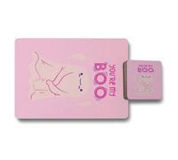 Benjamin Tate Design Pink Designer Placemat And Coaster Set With Wood Bottom High End Designer Artwork Limited Edition