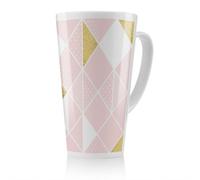 Benjamin Tate Design Pink & Gold Geometric Latte Mug, Stunning Designer Mug Fit For Any Home, Treat Yourself Or A Loved One