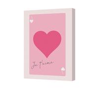 Benjamin Tate Design Pink Heart Canvas Art Print Je Taime With Deep Wooden Frame Uk Made