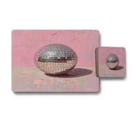 Benjamin Tate Design Pink Mosaic Placemat Coaster Set With Wood Backing High End Print Artwork Exclusive Edition