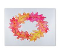 Benjamin Tate Design Pink & Orange Autumn Reath Glass Chopping Boarddesigner Style