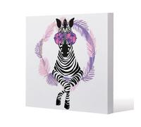 Benjamin Tate Design Pink Zebra Slim Style Canvas Print 60X60Cm , 15mm Slim Real Wood.