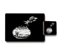 Benjamin Tate Design Placemat And Coaster Set Black Wood Backed Designer Artwork Limited Edition Collection