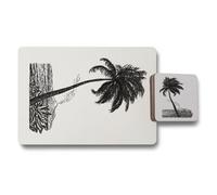 Benjamin Tate Design Placemat And Coaster Set Designer Artwork On Wood Bottom 12 Piece Collection Subtle Exclusive