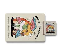 Benjamin Tate Design Placemat And Coaster Set Designer Artwork Premium Print With Wood Bottom Limited Edition