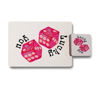 Benjamin Tate Design Placemat And Coaster Set Designer Dice Artwork, Wood Bottom, High End Prints, Limited Edition