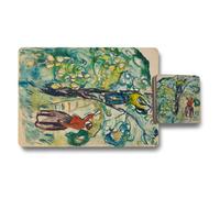 Benjamin Tate Design Placemat And Coaster Set Giclee Art Print On Wood Backing Limited Edition Studio Design