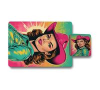 Benjamin Tate Design Placemat And Coaster Set Of 12 Featuring Pop Art Designer Artwork On Wood Bottom Limited Edition Collection