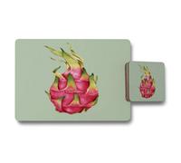 Benjamin Tate Design Placemat And Coaster Set Pineapple Design High End Print Technology With Wood Bottom Limited Edition