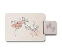 Benjamin Tate Design Placemat And Coaster Set Premium Wood Bottom In Trend Designer Artwork Exclusive Collection