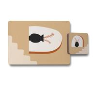 Benjamin Tate Design Placemat And Coaster Set Twelve Pieces Wood Backed High End Print Collection Exclusive