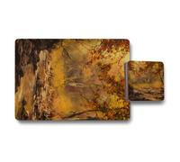 Benjamin Tate Design Placemat And Coaster Set With Elegant Autumnal Fine Art Print On Wood Backed Limited Edition