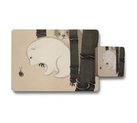 Benjamin Tate Design Placemat And Coaster Set With Polar Bear In Birch Forest Design
