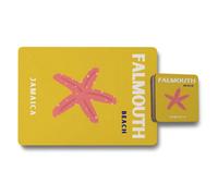 Benjamin Tate Design Placemat And Coaster Set With Starfish Artwork On Wood Bottom Limited Edition Elegant Tableware For Modern Homes