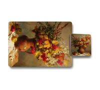 Benjamin Tate Design Placemat And Coaster Set With Wood Bottom Premium Fine Art Floral Collection Limited Edition