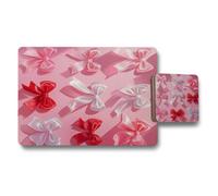 Benjamin Tate Design Placemat And Coaster Set Wood Bottom Designer Artwork Collection Pink Bow Pattern Limited Edition
