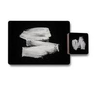 Benjamin Tate Design Placemat Coaster Set Black Abstract Brush Artwork With Wood Base Designer Print Technology Limited Edition