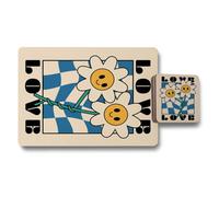 Benjamin Tate Design Placemat Coaster Set Daisy Love Art Collection With Wood Bottom Twelve Piece Limited Placemats 11X8 Coasters 3.7X3.7