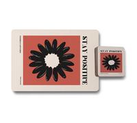 Benjamin Tate Design Placemat Coaster Set Designer Artwork Stay Positive Limited Edition Collection With Wood Bottom