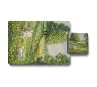 Benjamin Tate Design Placemat Coaster Set, Fine Art Print Collection On Wood Bottom, Limited Edition Set
