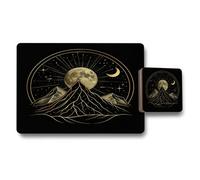 Benjamin Tate Design Placemat Coaster Set Luxe Mountain Gold Foil Collection With Limited Edition Art For Elegant Table Settings