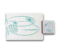 Benjamin Tate Design Placemat Coaster Set Modern Surf Collection Wood Back Elite