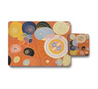 Benjamin Tate Design Placemat Coaster Set Orange Abstract Art Collection With Wood Bottom Fine Art Print Limited Edition