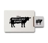 Benjamin Tate Design Placemat Coaster Set The Butchery Zone Designer Artwork Wood Backing High End Print Technology Limited Edition