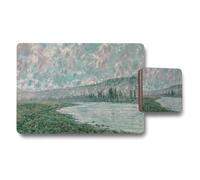 Benjamin Tate Design Placemat Coaster Set With Impressionist River Landscape Artwork