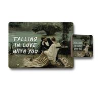 Benjamin Tate Design Placemat Coaster Set With Wood Backing High End Print Artwork Falling In Love With You Limited Edition