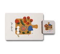 Benjamin Tate Design Placemat Coaster Set With Wood Base And High End Print Technology Designer Artwork Collection 12 Piece Exclusive