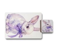Benjamin Tate Design Placemat Coaster Set Wood Backed With Premium Rabbit Artwork Limited Edition Set Of 12 Dinner Table Essentials