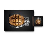 Benjamin Tate Design Placemats And Coasters Set Designer Grenade Artwork Wood Bottom Limited Edition Collection