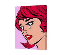 Benjamin Tate Design Pop Art Canvas Print Crying Girl Wall Art Roy Lichtenstein Style
