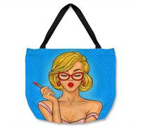 Benjamin Tate Design Pop Art Illustration Woman Paints Her Lips Designer Tote Bat Designer Style