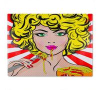 Benjamin Tate Design Pop Art Young Woman Eating Spaghetti Designer Glass Chopping Board Designer Style