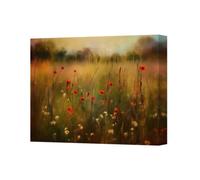 Benjamin Tate Design Poppy Field Canvas Art Print On Deep Wooden Gallery Frame