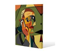 Benjamin Tate Design portrait cubism art style, man calls on a phone (Canvas Print) / 61 x 41 x 4cm in Natural | Size: 61 x 41 x 4 cm Benjamin Tate Design Natural 61 x 41 x 4 cm