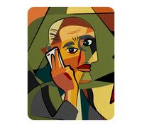Benjamin Tate Design portrait cubism art style, man calls on a phone Designer Blanket in Natural | Size: 120 cm x 150 cm Benjamin Tate Design Natural 120 cm x 150 cm